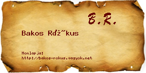 Bakos Rókus névjegykártya